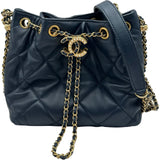 シャネル CHANEL マトラッセスモールバケットバッグ AS2786 ネイビー ゴールド金具 ラムスキン/パール レディース ショルダーバッグ