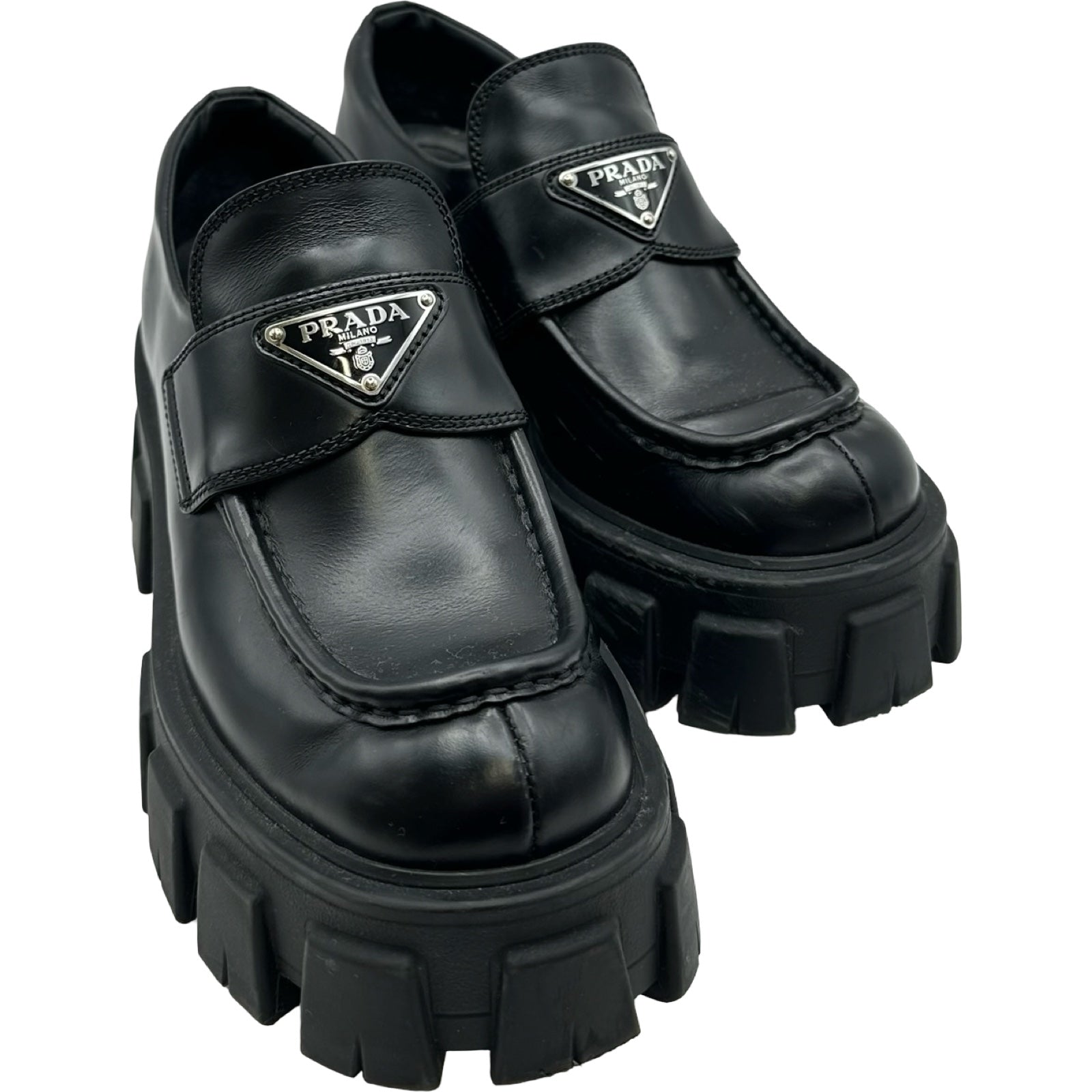 プラダ PRADA モノリス ブラッシュドレザーローファー 1D649M ブラック
