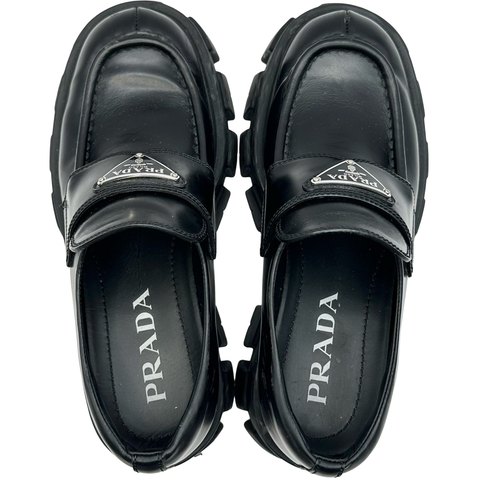 プラダ PRADA モノリス ブラッシュドレザーローファー 1D649M ブラック