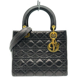 クリスチャン・ディオール Christian Dior レディディオール ミディアム ブラック ゴールド金具 ラム レディース ショルダーバッグ