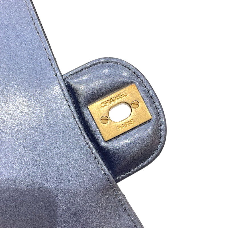 シャネル CHANEL マトラッセ25 A01112 メタリックブルー ゴールド金具 カーフスキン レディース チェーンショルダーバッグ