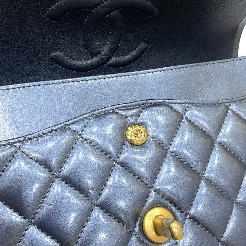 シャネル CHANEL マトラッセ25 A01112 メタリックブルー ゴールド金具 カーフスキン レディース チェーンショルダーバッグ