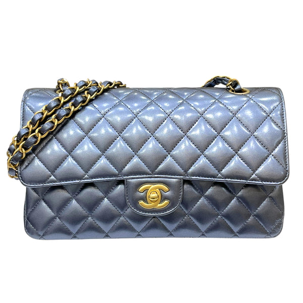 シャネル CHANEL マトラッセ25 A01112 メタリックブルー ゴールド金具 カーフスキン レディース チェーンショルダーバッグ