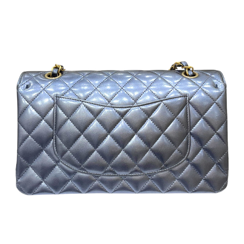 シャネル CHANEL マトラッセ25 A01112 メタリックブルー ゴールド金具