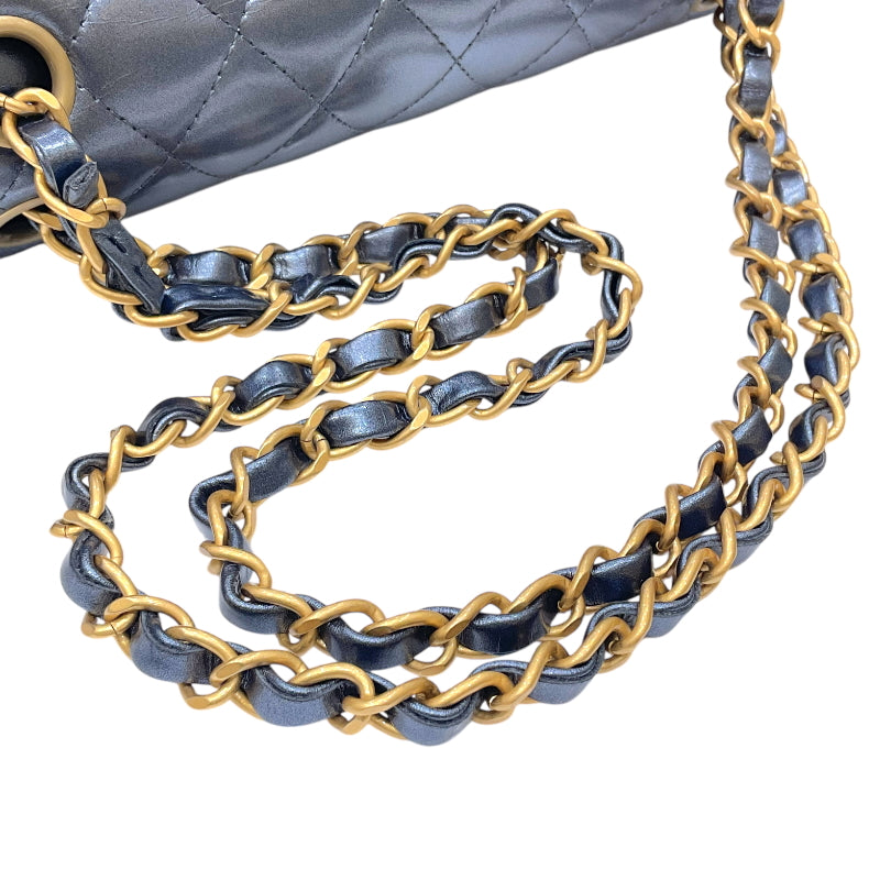 シャネル CHANEL マトラッセ25 A01112 メタリックブルー ゴールド金具 カーフスキン レディース チェーンショルダーバッグ