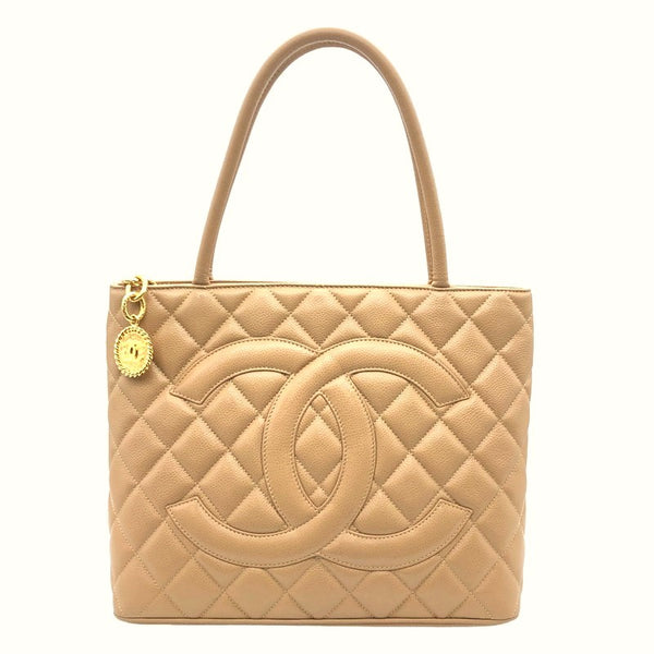 シャネル CHANEL 復刻トート A01804 ベージュ ゴールド金具 キャビアスキン レディース トートバッグ