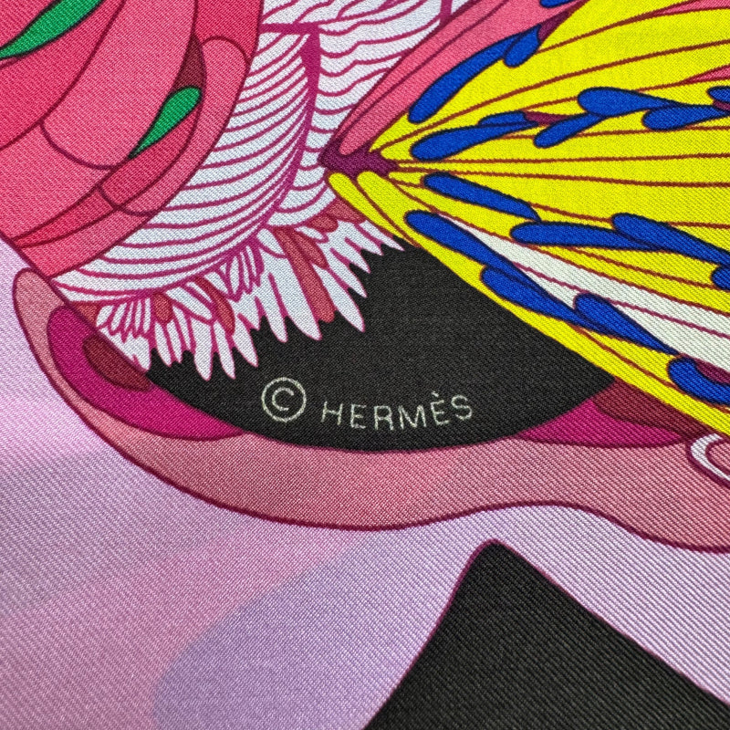 エルメス HERMES カレ140 FANTASIE BOTANIQUE ピンク×グリーン×グレー シルク100% レディース スカーフ