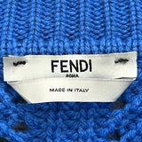 フェンディ FENDI フォックスファー 切替ニットセーター 42 FZY766 ブルー カシミヤ100％/フォックスファー レディース ニット