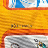 エルメス HERMES ツイリー「HERMES STORY」 オレンジ×ブルー シルク レディース スカーフ