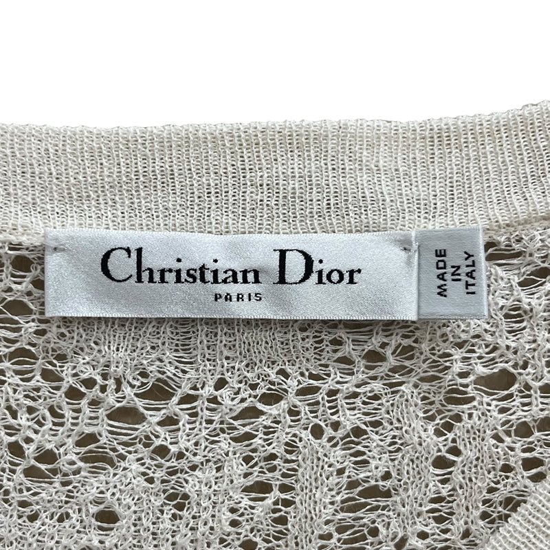 クリスチャン・ディオール Christian Dior 総レースカーディガン 36 クリーム 麻67%/シルク20％/コットン13％ レディース カーディガン