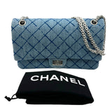 シャネル CHANEL 2.55 ラージチェーンショルダー A37587 デニムブルー シルバー金具 デニム レディース ショルダーバッグ