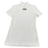 ドルチェ＆ガッバーナ Dolce & Gabbana ロゴ刺繡レースネックTシャツ F8M72T ホワイト コットン レディース 半袖Ｔシャツ