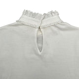 ドルチェ＆ガッバーナ Dolce & Gabbana ロゴ刺繡レースネックTシャツ F8M72T ホワイト コットン レディース 半袖Ｔシャツ