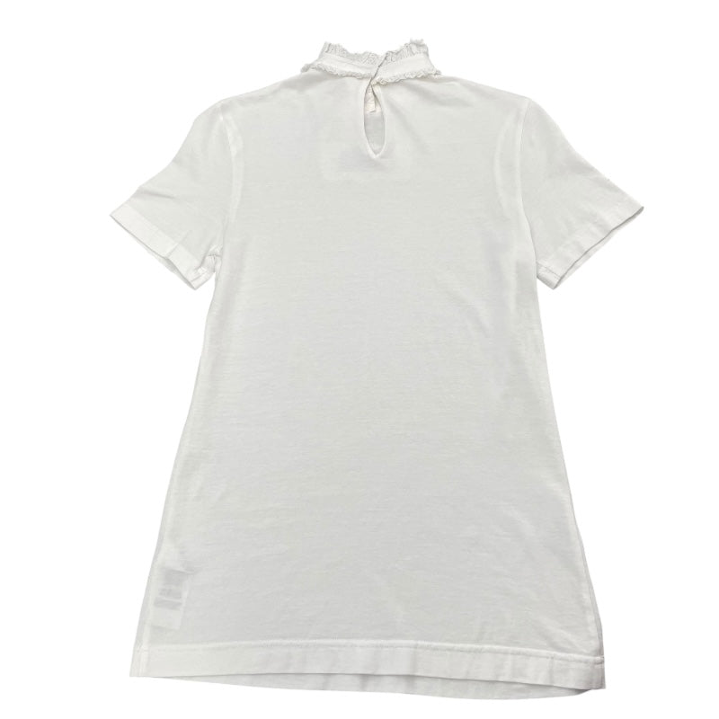 ドルチェ＆ガッバーナ Dolce & Gabbana ロゴ刺〓レースネックTシャツ F8M72T ホワイト コットン 半袖Ｔシャツ レディース 中古 ドルチェ＆ガッバーナ Dolce & Gabbana ロゴ刺繡レースネックT