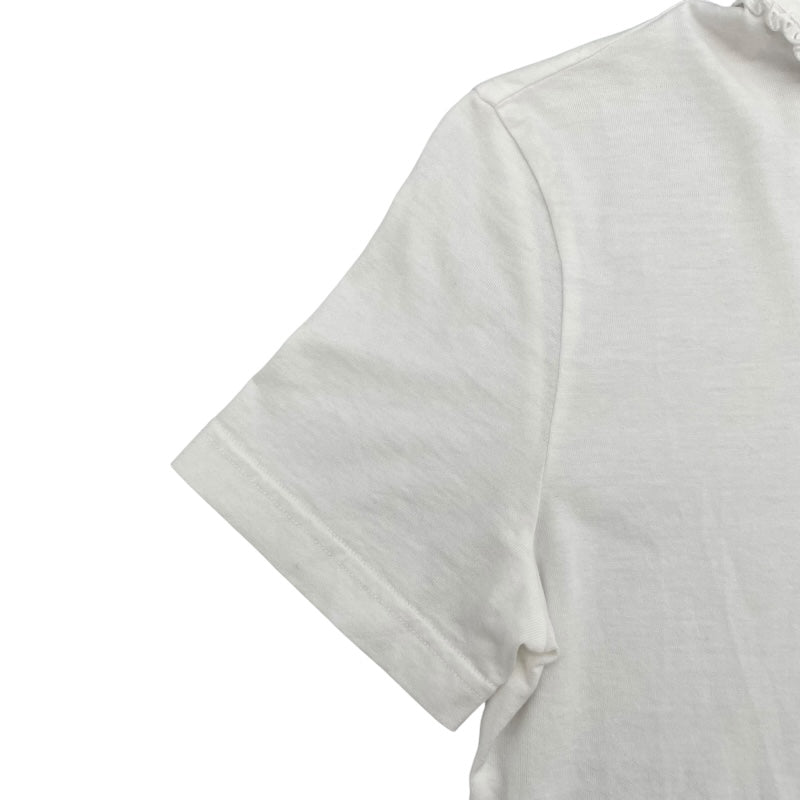 ドルチェ＆ガッバーナ Dolce & Gabbana ロゴ刺繡レースネックTシャツ F8M72T ホワイト コットン レディース 半袖Ｔシャツ