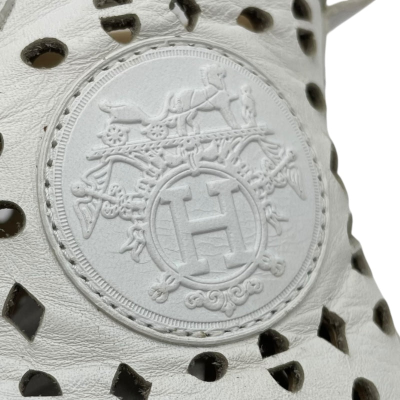 エルメス HERMES レザーハンチングハイカットスニーカー ホワイト レザー レディース スニーカー