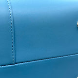 デルヴォー DELVAUX ルーモアＭＭ マグリットコレクション シエル×ホワイト シルバー金具 ボックスカーフ レディース ハンドバッグ