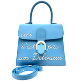 デルヴォー DELVAUX ルーモアＭＭ マグリットコレクション シエル×ホワイト シルバー金具 ボックスカーフ レディース ハンドバッグ