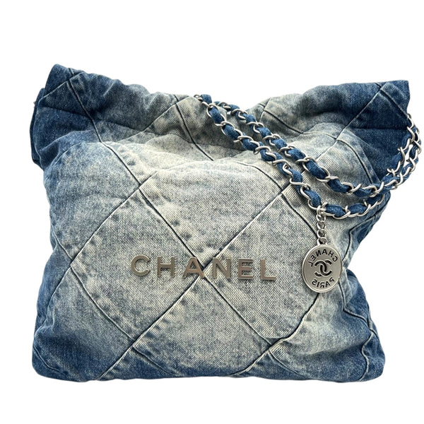 シャネル CHANEL CHANEL22 ハンドバッグ AS3261 ブルー シルバー金具 デニム レディース ハンドバッグ