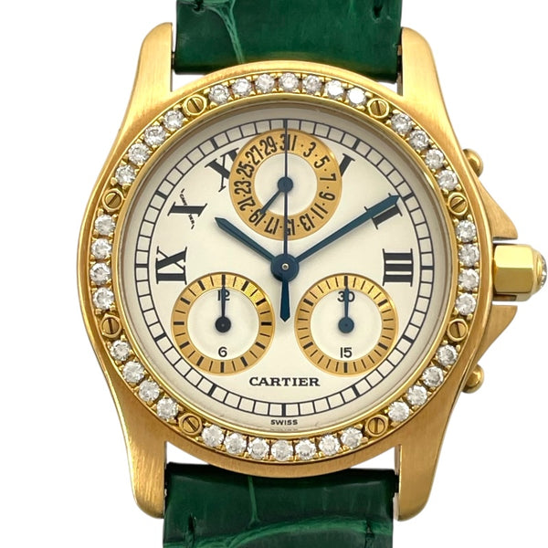 カルティエ Cartier サントス ロンド アビエーターM WM400151 ホワイト K18PG クオーツ レディース 腕時計