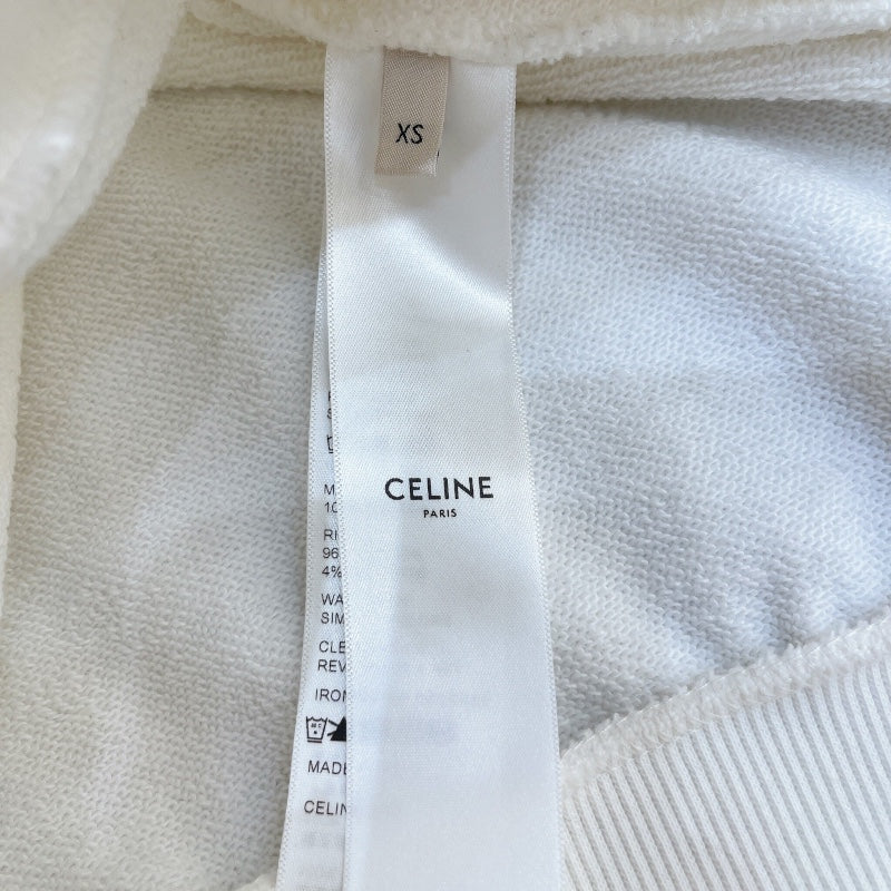 セリーヌ CELINE ロゴプリントスウェットパーカー 2Y753670Q ホワイト コットン メンズ パーカー