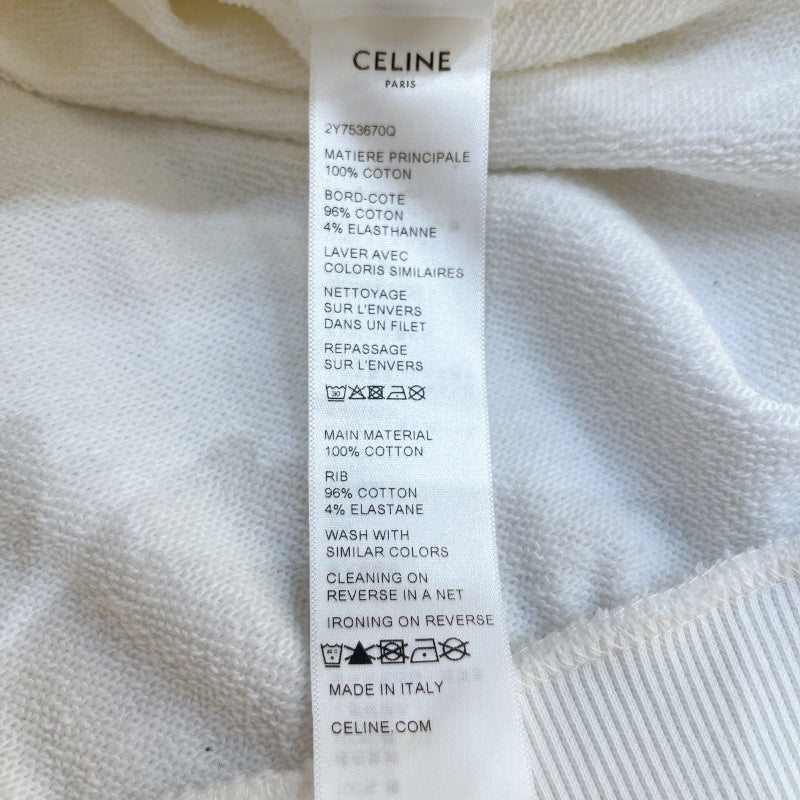 セリーヌ CELINE ロゴプリントスウェットパーカー 2Y753670Q ホワイト コットン メンズ パーカー