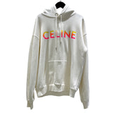 セリーヌ CELINE ロゴプリントスウェットパーカー 2Y753670Q ホワイト コットン メンズ パーカー