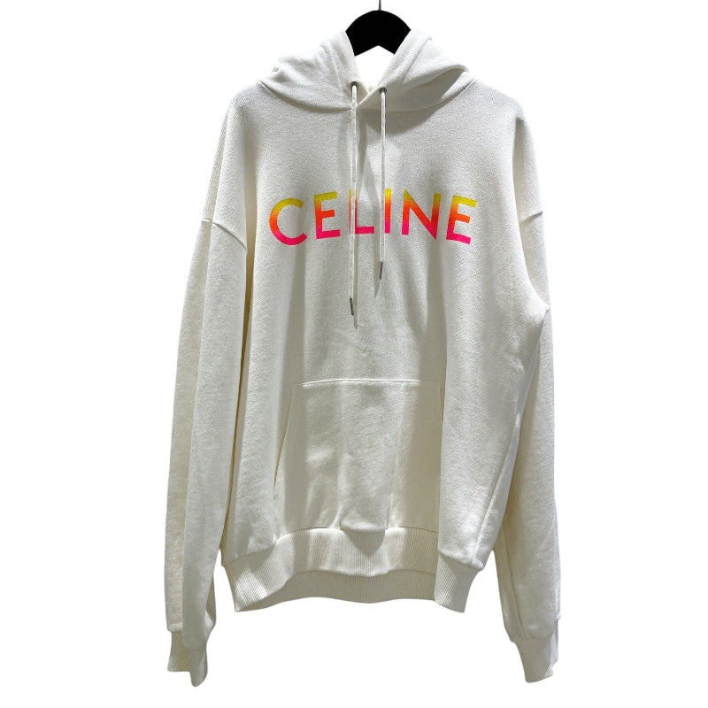 セリーヌ CELINE ロゴプリントスウェットパーカー 2Y753670Q ホワイト コットン メンズ パーカー