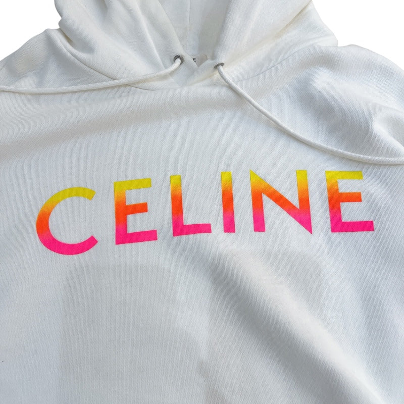 セリーヌ CELINE ロゴプリントスウェットパーカー 2Y753670Q ホワイト コットン メンズ パーカー