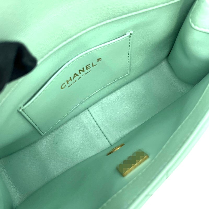 シャネル CHANEL マトラッセミニフラップ ショルダー AS4861 ライトグリーン ゴールド金具 ラムスキン レディース ショルダーバッグ