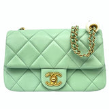 シャネル CHANEL マトラッセミニフラップ ショルダー AS4861 ライトグリーン ゴールド金具 ラムスキン レディース ショルダーバッグ