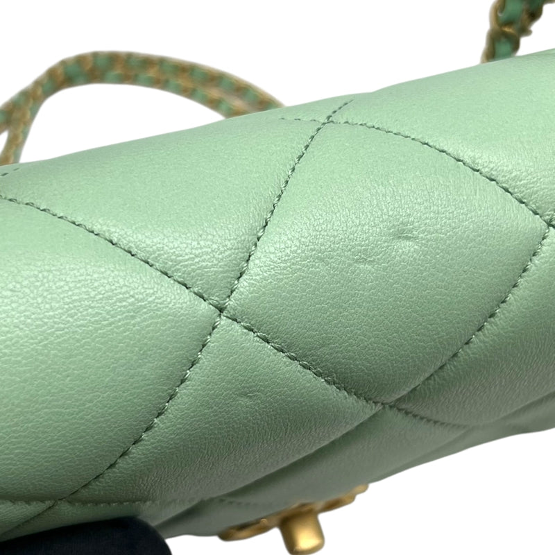 シャネル CHANEL マトラッセミニフラップ ショルダー AS4861 ライトグリーン ゴールド金具 ラムスキン レディース ショルダーバッグ