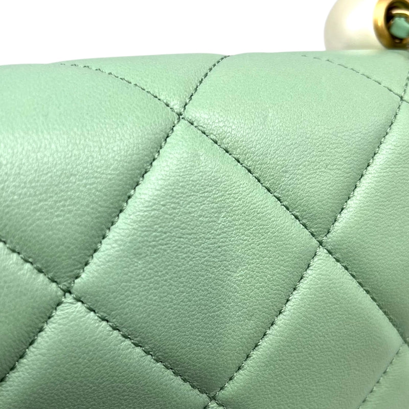 シャネル CHANEL マトラッセミニフラップ ショルダー AS4861 ライトグリーン ゴールド金具 ラムスキン レディース ショルダーバッグ