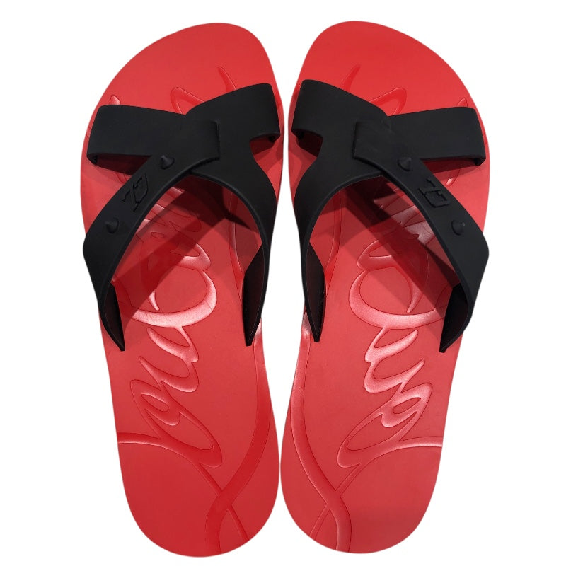 クリスチャン・ルブタン Christian louboutin Loubi クロスラバーサンダル レッド ラバー メンズ サンダル