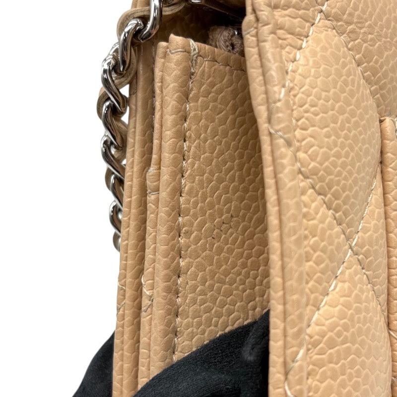 シャネル CHANEL マトラッセ チェーンウォレット AP0250 ベージュ シルバー金具 キャビアスキン レディース ショルダーバッグ