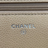 シャネル CHANEL マトラッセ チェーンウォレット AP0250 ベージュ シルバー金具 キャビアスキン レディース ショルダーバッグ