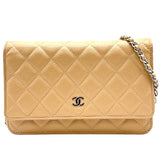 シャネル CHANEL マトラッセ チェーンウォレット AP0250 ベージュ シルバー金具 キャビアスキン レディース ショルダーバッグ