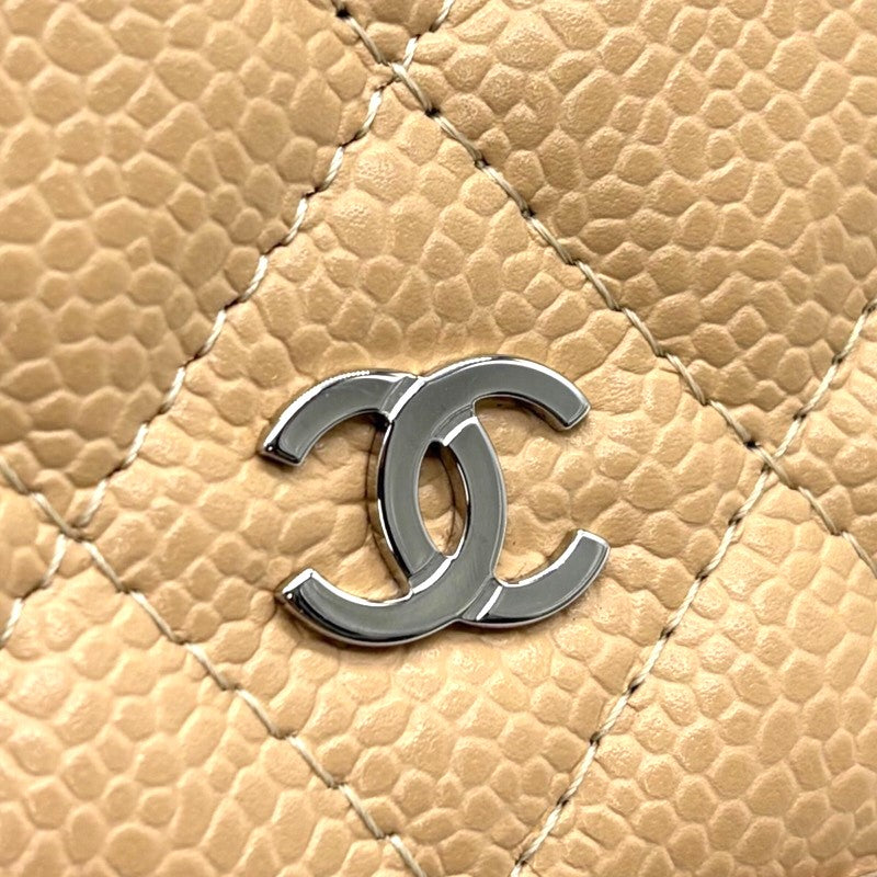 シャネル CHANEL マトラッセ チェーンウォレット AP0250 ベージュ シルバー金具 キャビアスキン レディース ショルダーバッグ