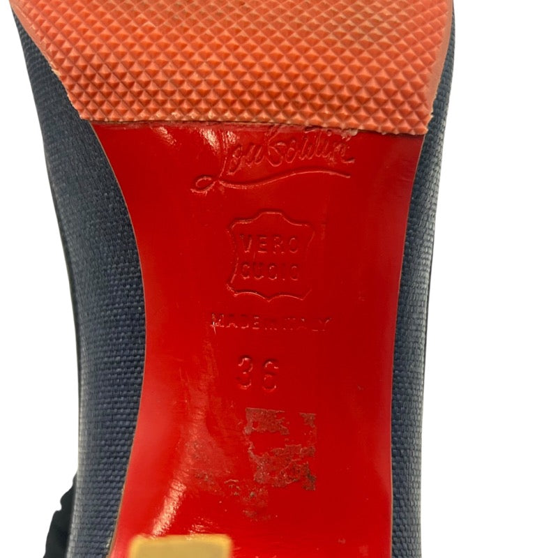 クリスチャン・ルブタン Christian louboutin オープントゥサンダル ネイビー×ブラック PVC レディース サンダル