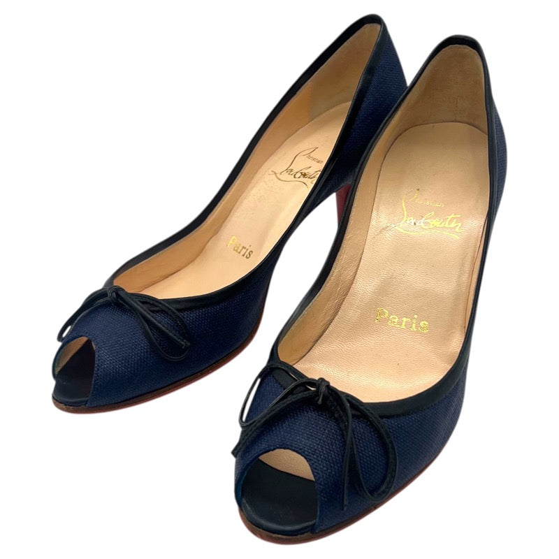 クリスチャン・ルブタン Christian louboutin オープントゥサンダル ネイビー×ブラック PVC レディース サンダル