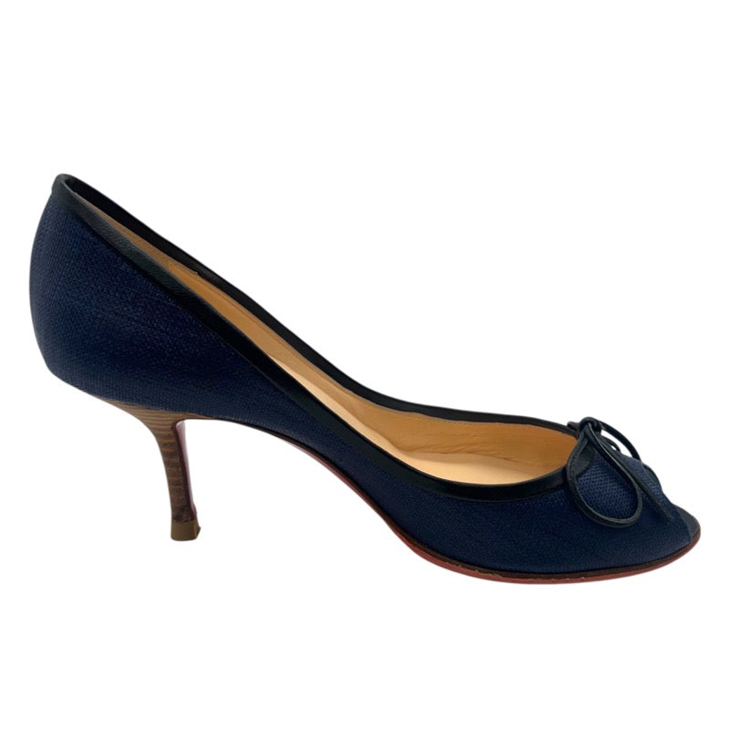 クリスチャン・ルブタン Christian louboutin オープントゥサンダル ネイビー×ブラック PVC レディース サンダル