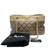 シャネル CHANEL マトラッセ チェーントート ベージュ×クレージュ ゴールド金具 ラムスキン レディース トートバッグ