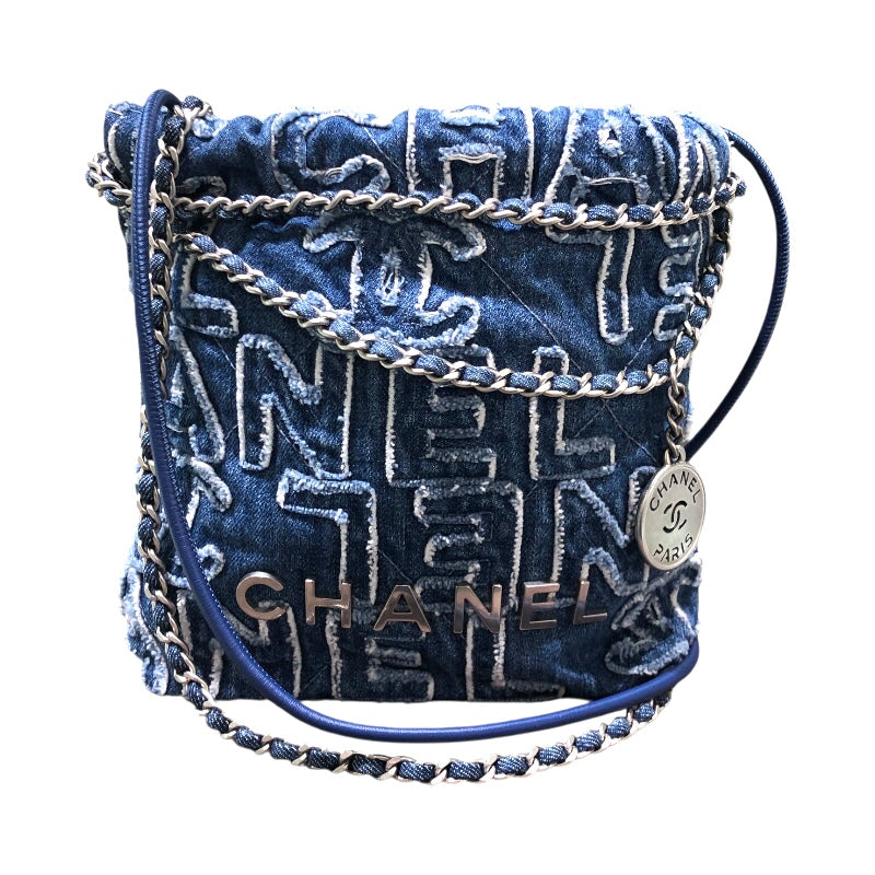 シャネル CHANEL CHANEL22ミニ AS3980 ブルー SV金具 デニム レディース ショルダーバッグ