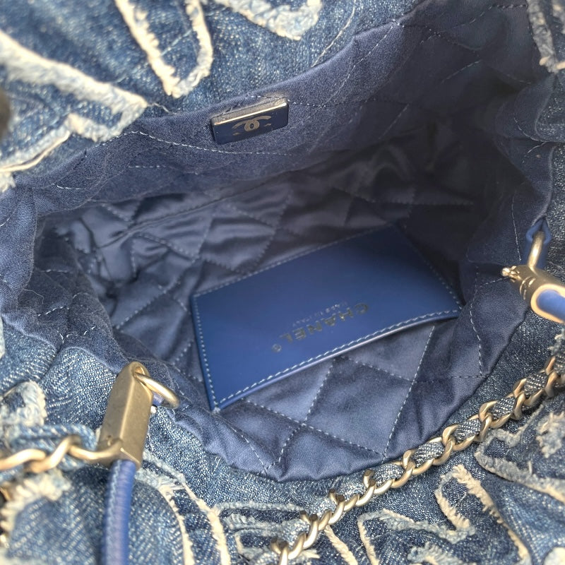 シャネル CHANEL CHANEL22ミニ AS3980 ブルー SV金具 デニム レディース ショルダーバッグ