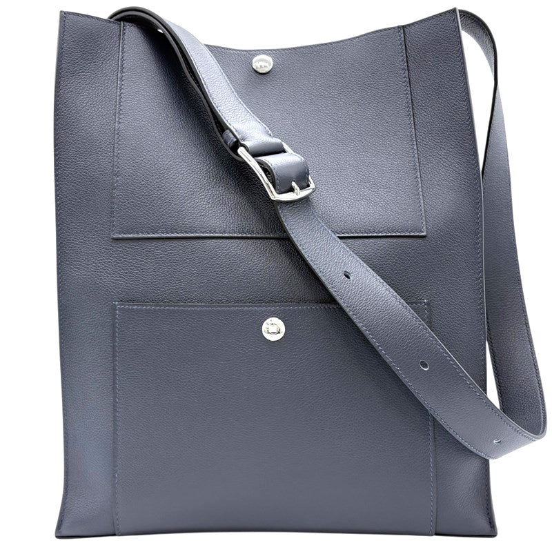 エルメス HERMES カバッシュ W刻印 ブルーニュイ シルバー金具 エヴァ―グレイン ユニセックス ショルダーバッグ