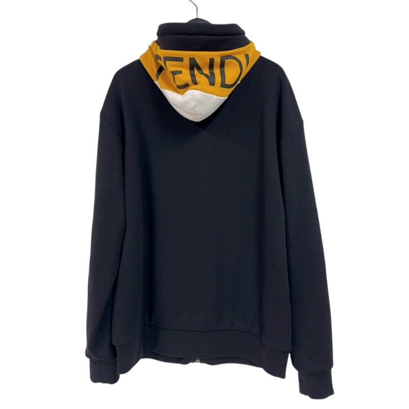 フェンディ FENDI ロゴジップパーカー　2020年AA FAF525 ブラック/イエロー ナイロン メンズ パーカー