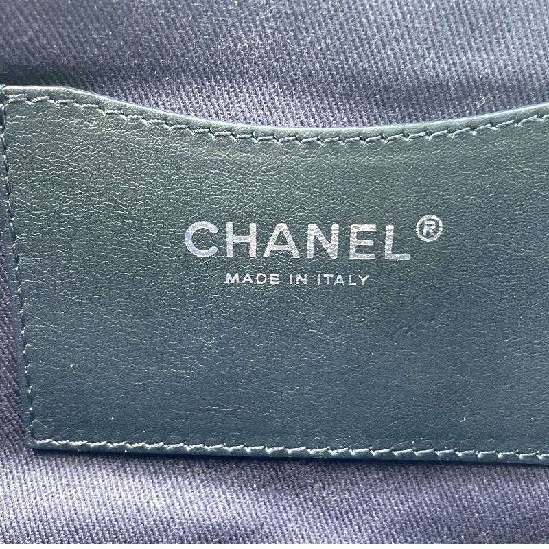 シャネル CHANEL カメリアココマークチェーンショルダー ブルー シルバー金具 デニム/レザー レディース ショルダーバッグ