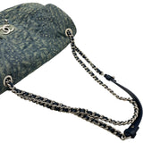 シャネル CHANEL カメリアココマークチェーンショルダー ブルー シルバー金具 デニム/レザー レディース ショルダーバッグ