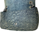 シャネル CHANEL カメリアココマークチェーンショルダー ブルー シルバー金具 デニム/レザー レディース ショルダーバッグ