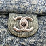シャネル CHANEL カメリアココマークチェーンショルダー ブルー シルバー金具 デニム/レザー レディース ショルダーバッグ